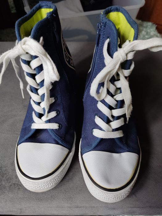 Buty damskie na koturnie Sneakersy sportowe materiał trampki 37