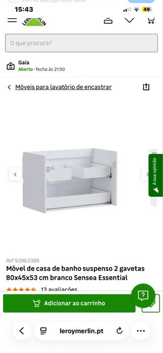 Móvel wc com o respetico lavatório Leroy Merlin