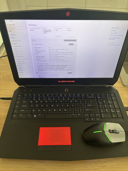 DELL Alienware 17 R2 + mysz TACTX+ plecak DELL