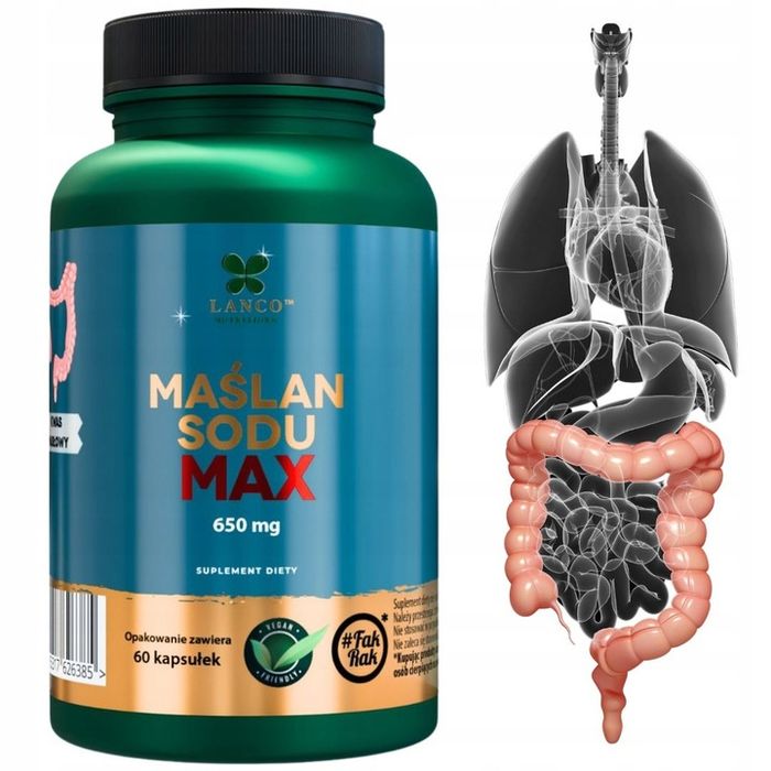 maślan sodu max 1300mg w porcji - kwas masłowy na zdrowe jelita - 60kaps