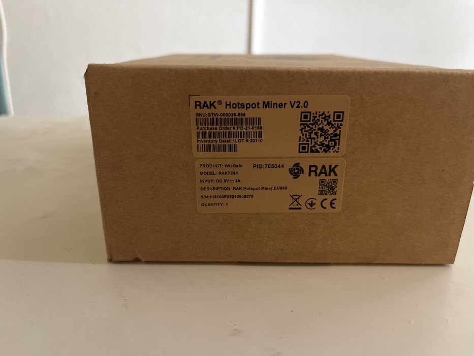 RAK Hotspot Miner V2.0 – RAK7248 WisGate EU868 – NOVO