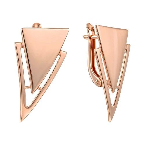 Сережки золоті трикутники 585 Червоне золото