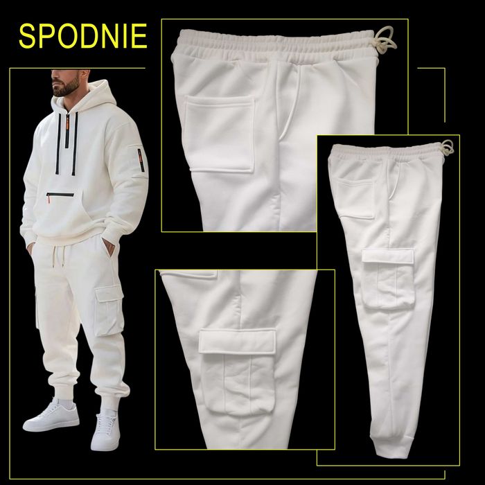 Dres męski komplet Biały rozmiar L - styl CASUAL - NOWY