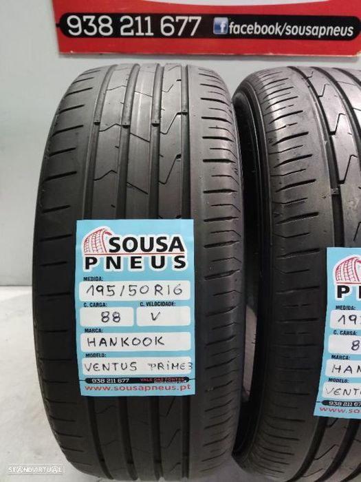 2 pneus semi novos 195-50r16 hankook - oferta da entrega 85 euros