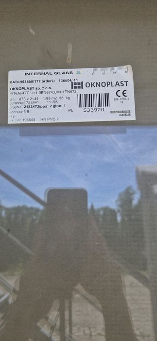 Okno balkonowe 205×233 + FIX 79x233