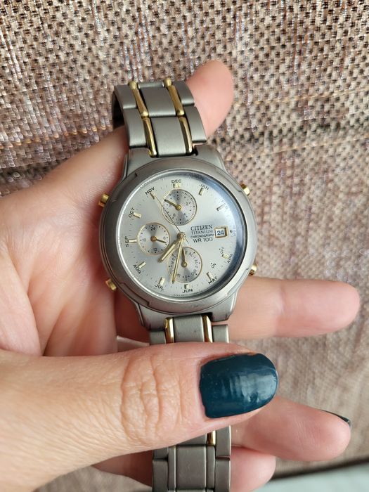 Титановий годинник-хронограф citizen titanium chronograph wr 100