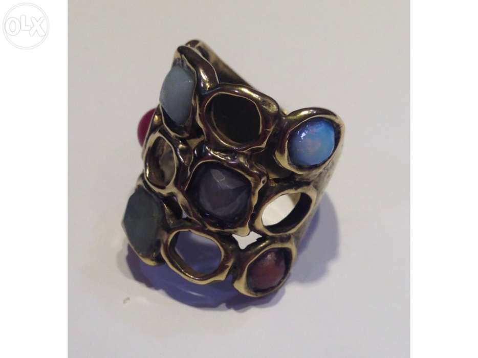 Anel prata 925 dourado e oxidado