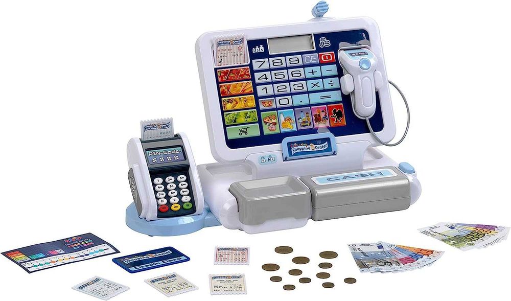 Zabawka kasa + terminal POS i skaner dla małych kasjerów