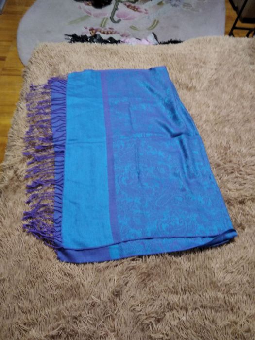 Шарф голубой  новый  натуральный Турция