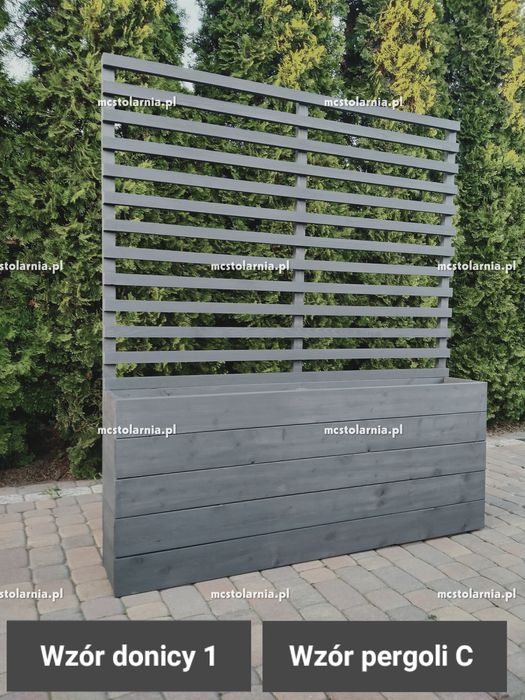 Donica z pergolą pod wymiar płot lamelowy pergola donice