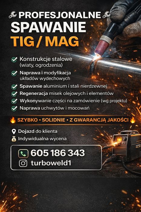 Spawanie Tig Mag aluminium stal czarna i nierdzewna