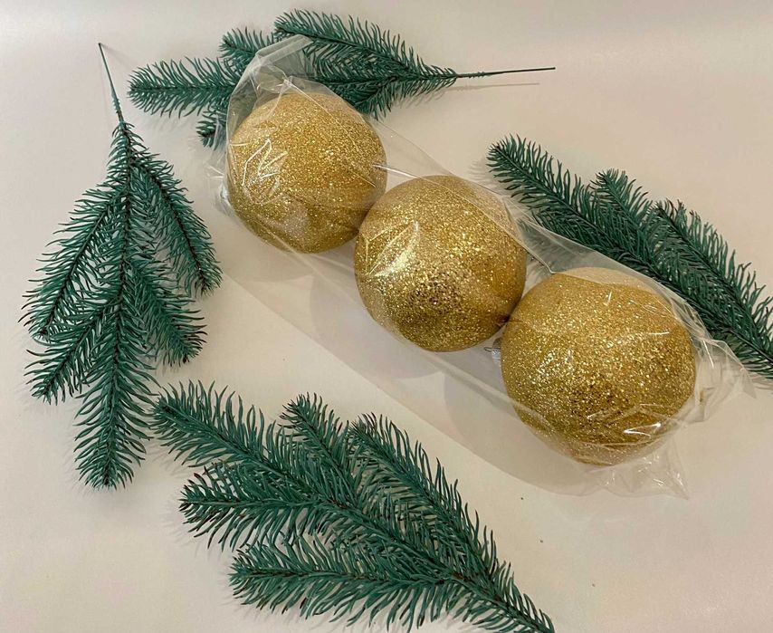 Кулька новорічна в глітері в ассортименті 3,5,6,8,10,15 см в діаметрі