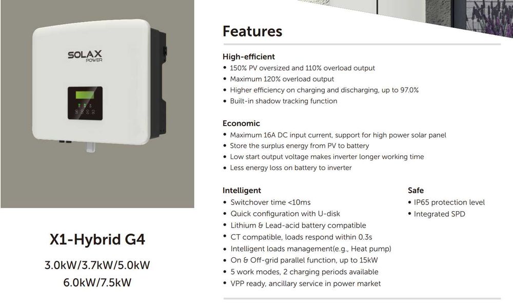 Inversor Híbrido SolaX X1-Hybrid 5.0-D-G4 (5kW) C/ caixa e garantia