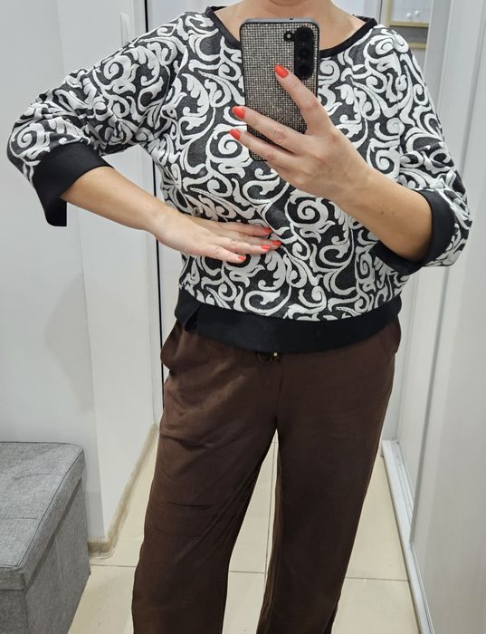 Czarno Biała bluzka grubsza Monnari l-xl 46 bawełna