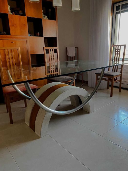 Mesa de vidro retangular