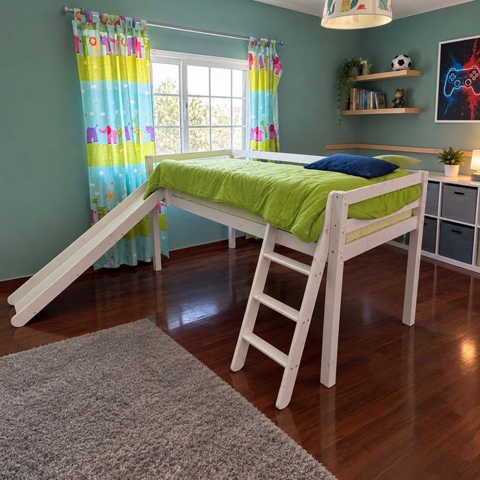 Cama de  criança com escorrega + colchão