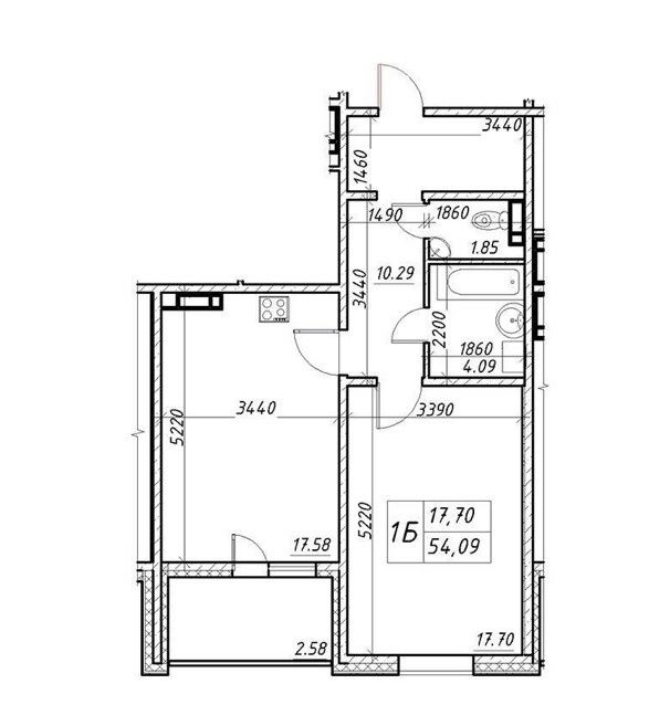 1-комнатная квартира по адресу ул. Коноплянская (площадь 54 м²) - Atlanta.ua - фото 2