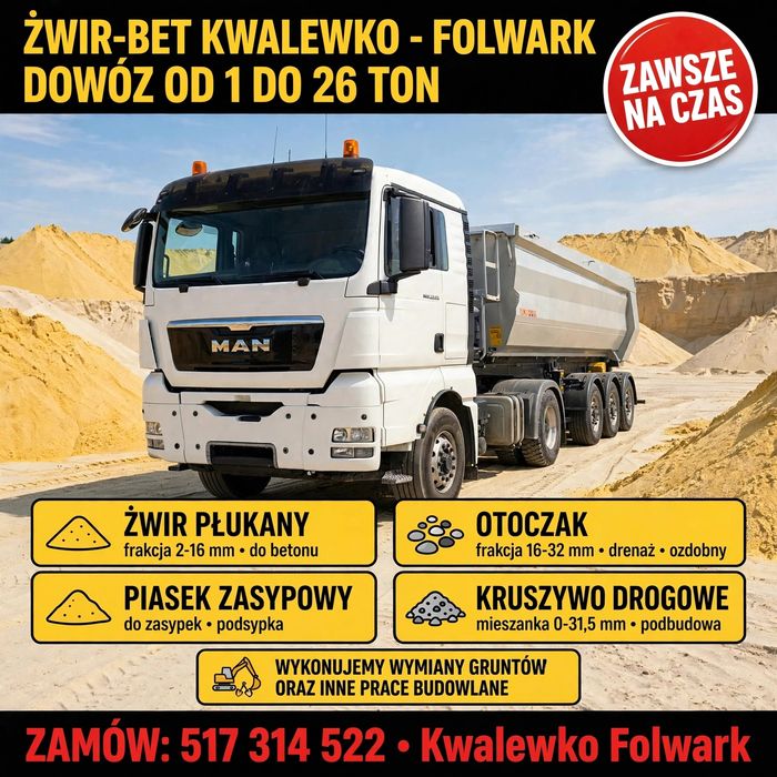 Zwir plukany 0-2,16-32 Kamień pod gabiony, oczyszczalnie ścieków 16-32