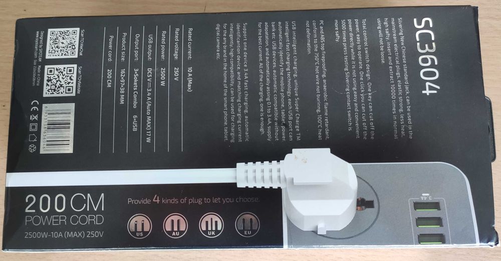 Carregador Tomada Universal 3 Entradas e 6 USB