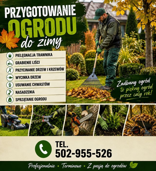 Pielęgnacja ogrodów,koszenie,przycinanie, grabienie,sprzątanie działek