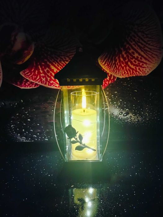 kapliczka znicz szklany lampion + wkład led
