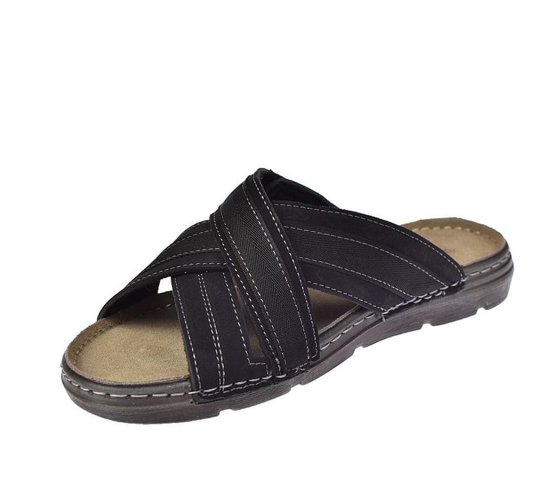 Klapki skórzane męskie sandały komfort KL-4-1293 BK roz. 44