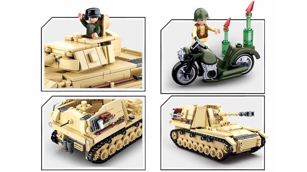 Klocki Wojsko Czołg Niemiecki Pzkpfw IV / Nashorn (2 w 1) 543el