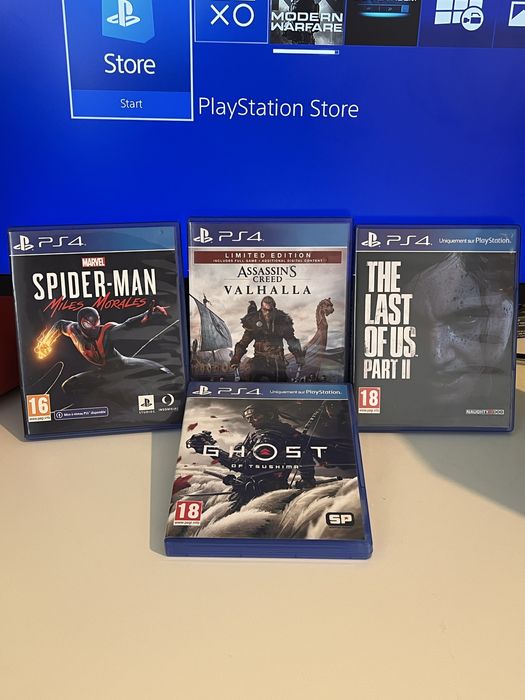 Pack PS4 Premium: Ghost of Tsushima + Tlou2+ Miles Morales+AC Valhalla
