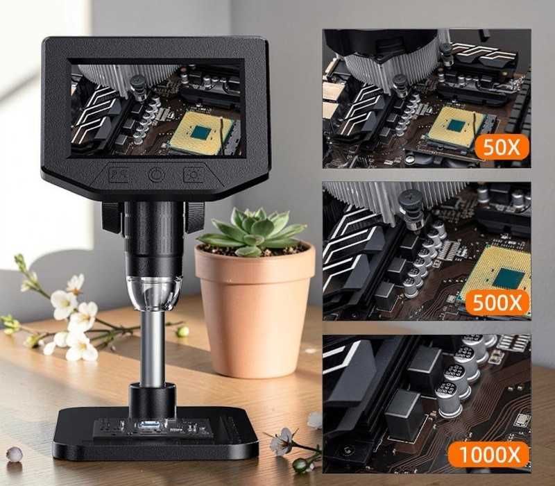 Profesjonalny mikroskop cyfrowy edukacyjny 1000x ekran 4,3 USB LED do monet
