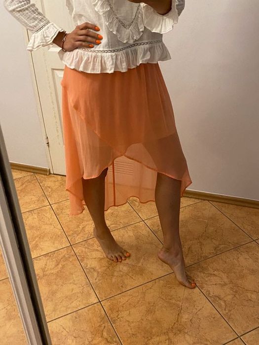 Reserved Spódnica maxi z tiulu tiul szyfon szyfonowa asymetryczna  M