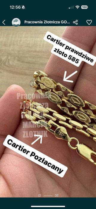 Pozłacany Łańcuszek męski Cartier Ankier NOWY
