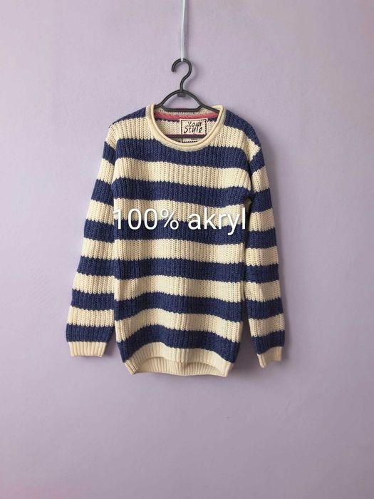 Sweter uniseks, akryl, w paski