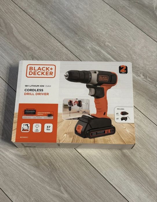 Wiertarko-wkrętarka x2 aku 18V 1,5Ah Black&Decker BCD001C1 2 akumulatory nowa
