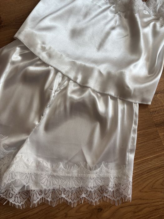 Piżama biala satynowa ślub wesele