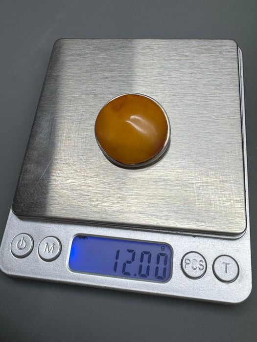 Stara broszka srebro bursztyn naturalny bałtycki