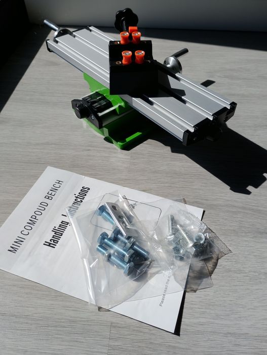 Mesa 2 eixos + torno ajustável para furadora / fresadora CNC - NOVO
