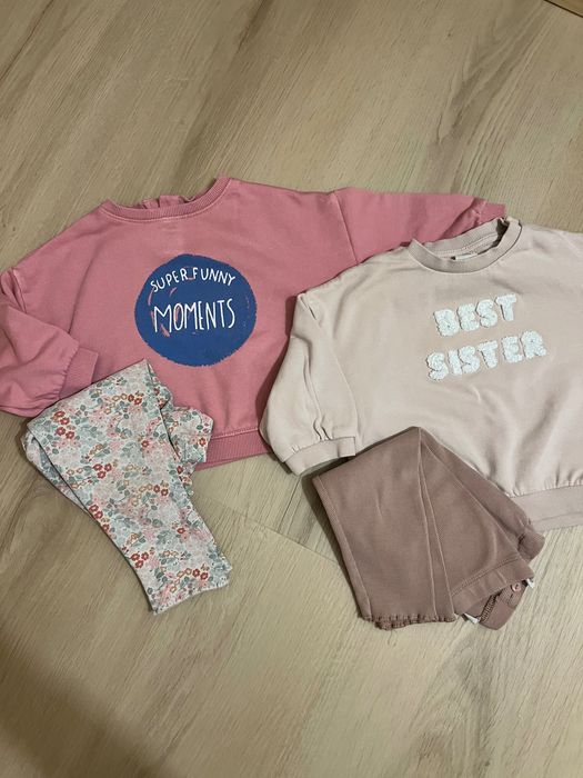 2 zestawy ubrań bluza legginsy 80 86 zara h&m