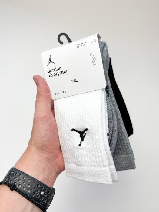 Оригінал! Шкарпетки Jordan X3 (білі-сірі-чорні) (42, 44)