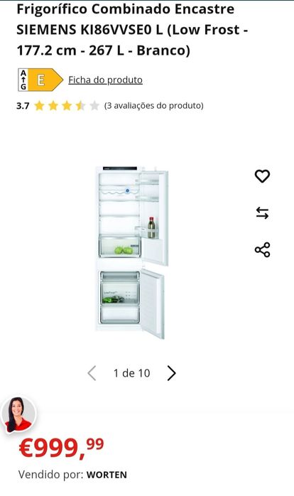 Frigorífico de encastrar Siemens