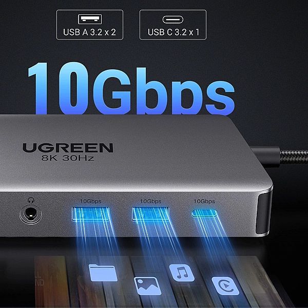 Hub Ugreen Cm681, 15978/13w1 Usb-c - 2x Usb-a 3.2 / 2x Usb-a 3.0 / Usb