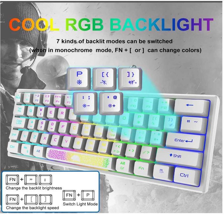 Klawiatura do gier Podświetlenie RGB