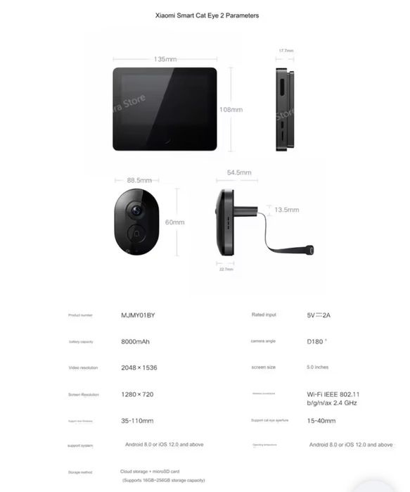 Відеоглазок (відеовічко) Xiaomi Smart Cat eye 2