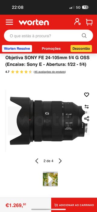 Lente SONY FE 24-105mm f/4 G OSS