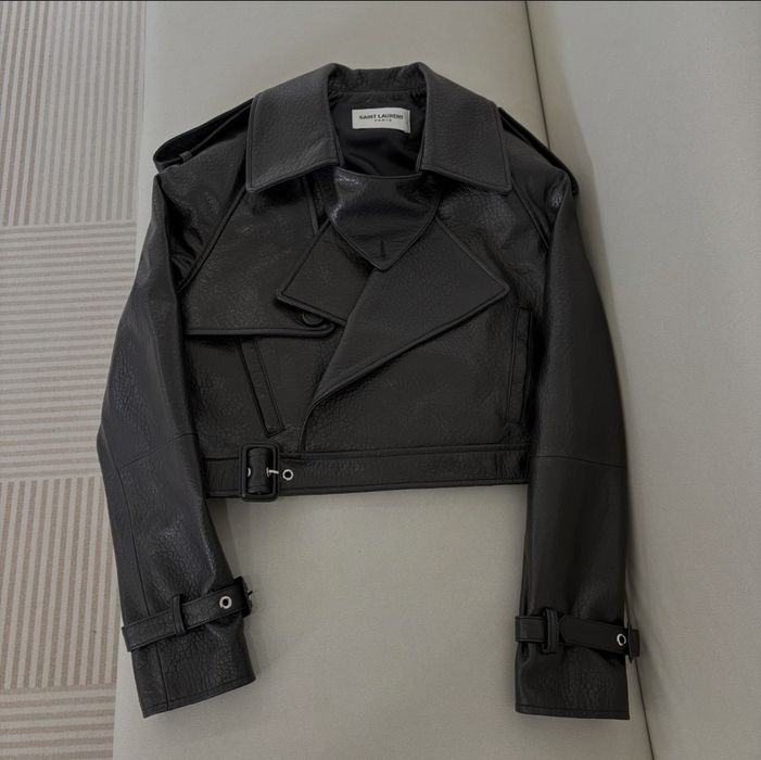 Saint Laurent kurtka damska i męska biker skórzana premium
