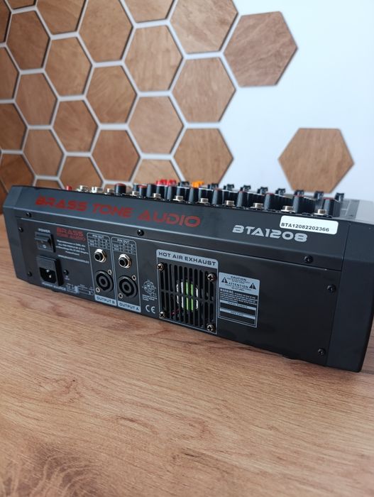 Mikser z wbudowanym wzmacniaczem Brass Tone Audio, bluetooth USB MP3 2X200W RMS BTA1208 - Powermikser 8 kanałowy