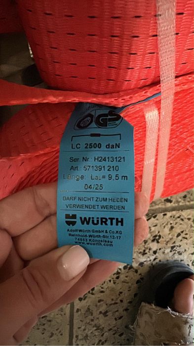 Pasy transportowe Wurth 6szt.