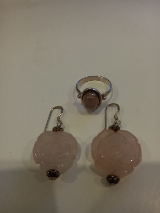 Conjunto em prata brincos e anel