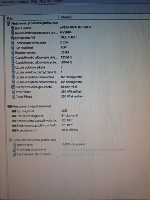 Karta graficzna Riva TNT2 M64 32mb agp Retro