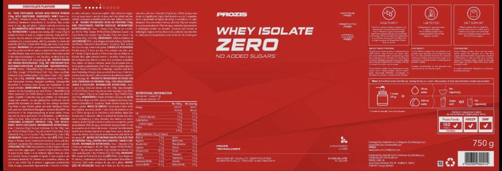 Proteína Prozis Whey Isolate Zero 750g
