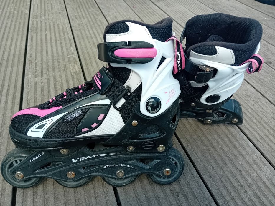 Rolki Spokey TORQUE II roz 33 - 36 czarne różowe regulowane  dziecka